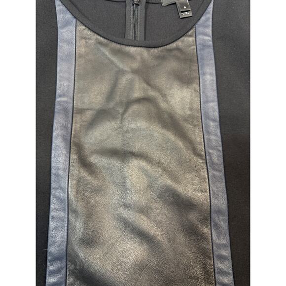 J Crew Leather Panel Dress Bodycon Stretch Zip Cuffs In Black Womens Size 8 - Picture 7 of 12
